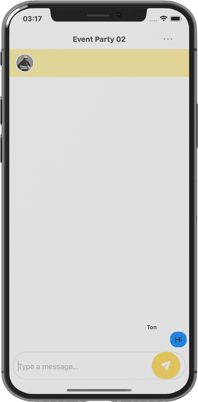 B-Drink app Chat screen showing group conversation with party members